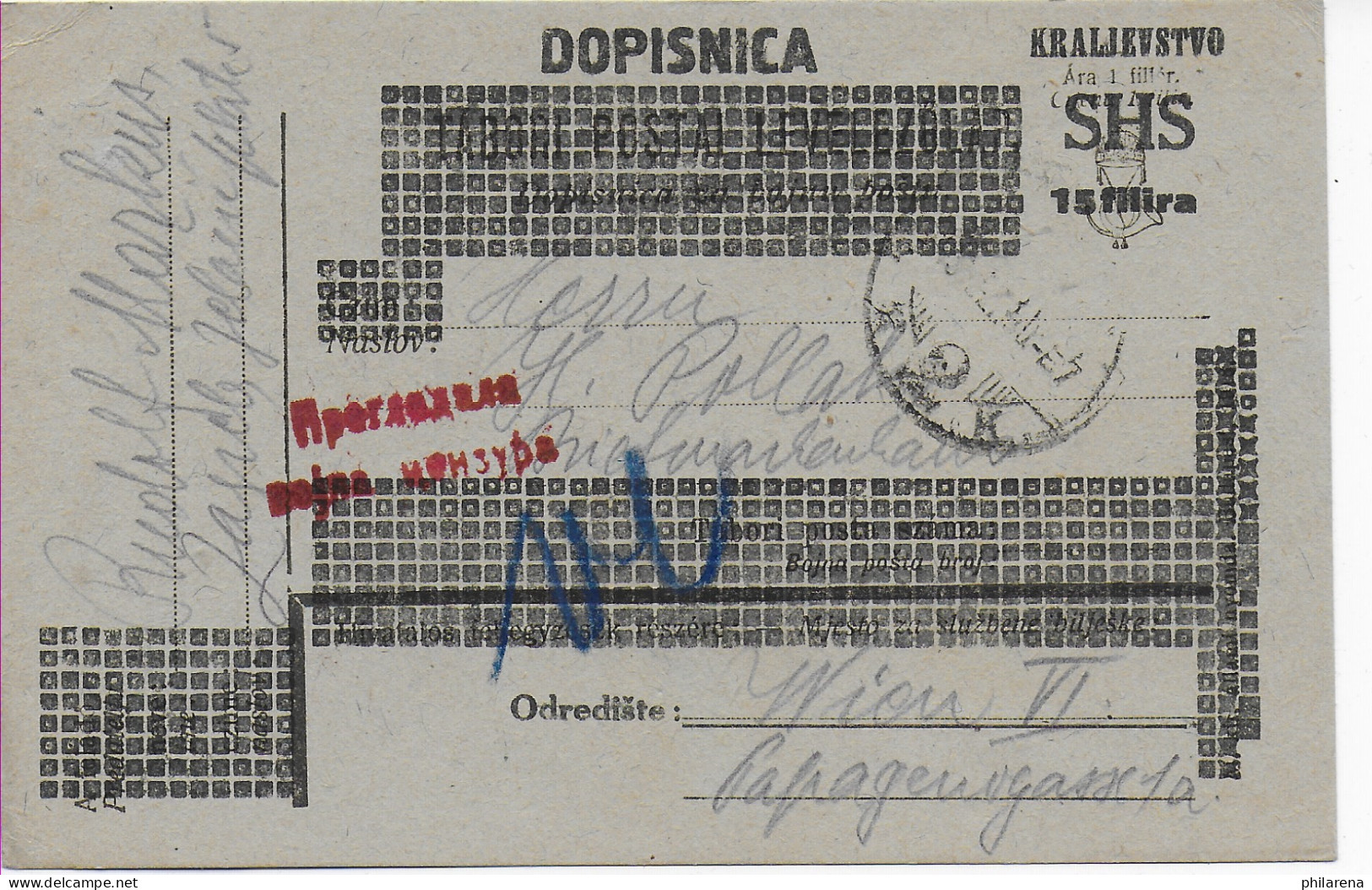 Postkarte Dopisnica Kralievstvo SHS Von Zagreb Nach Wien, 1919 - Croatia