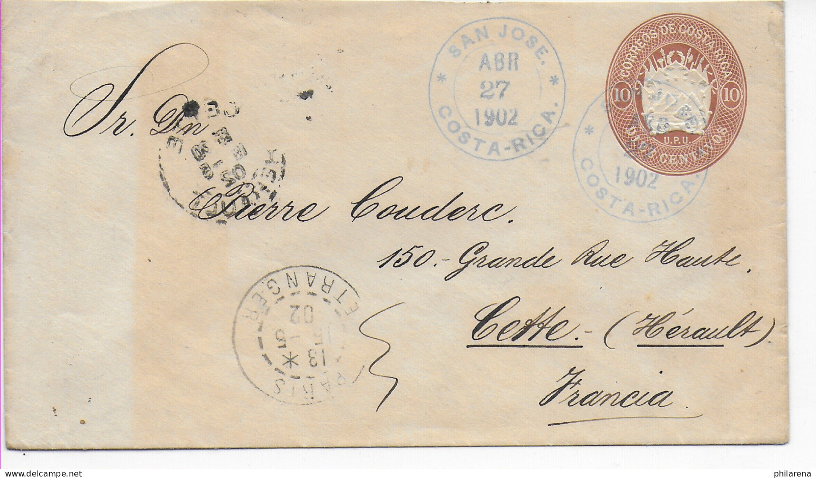 San Jose 1902 To Sète Hérault/France, 1902 - Costa Rica