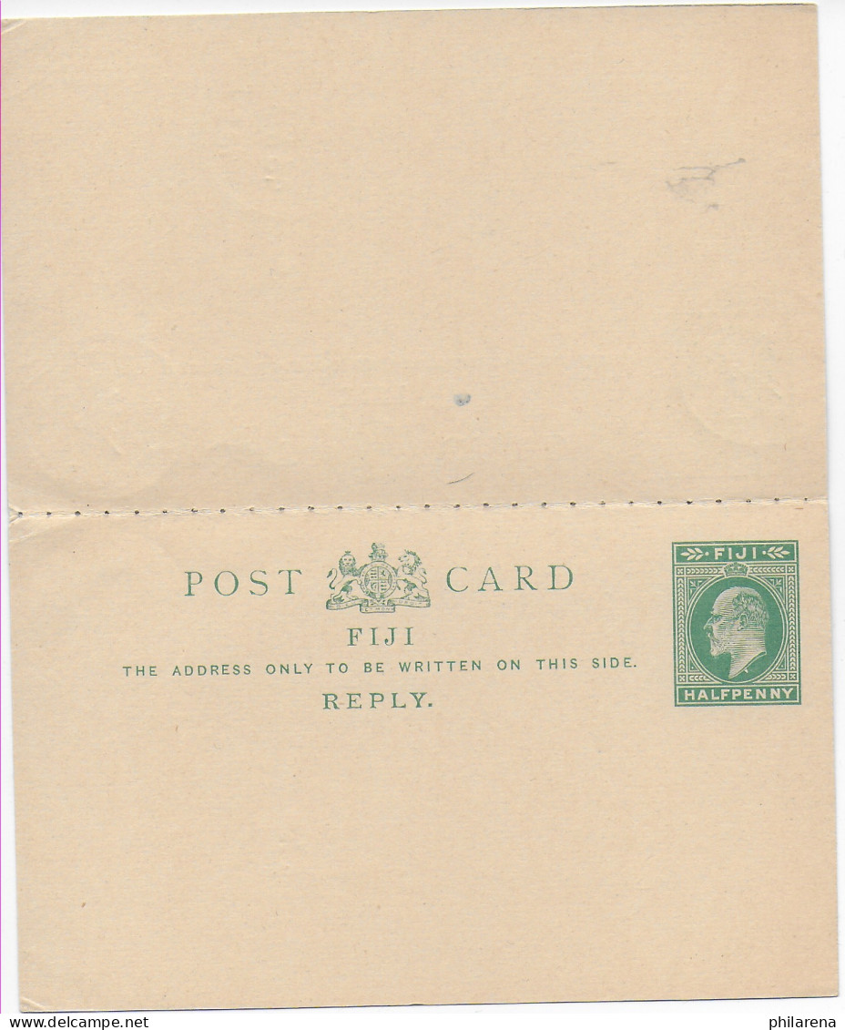 Post Card Fiji Suva 1905 To Ludwigsburg, Forwarded To Ulm With Answer Card - Fiji (1970-...)