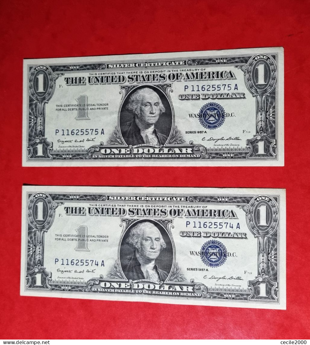 SEQUENTIAL NUMBER 1957 $1 DOLLAR USA UNITED STATES BANKNOTE AXF BILLETE ESTADOS UNIDOS*COMPRAS MULTIPLES CONSULTAR* - Certificaten Van Zilver (1928-1957)