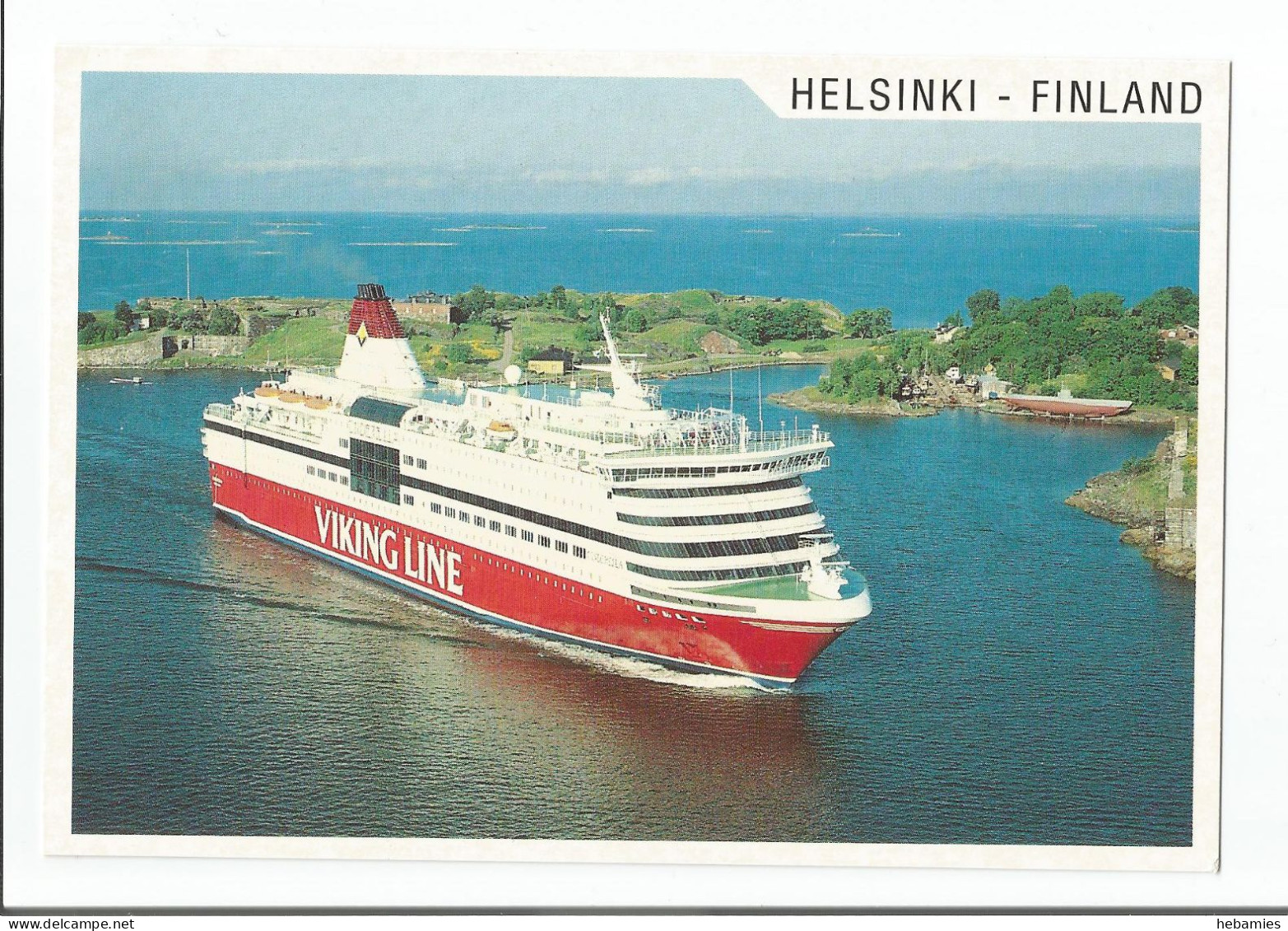 Cruise Liner M/S CINDERELLA  - Passing Helsinki Sea Fortress Suomenlinna  - VIKING LINE Shipping Company - Ferries