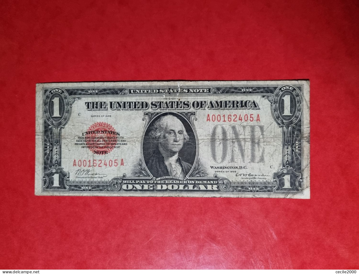 2x 1928 $1 DOLLAR USA UNITED STATES BANKNOTE RED & SEAL LOT /LOTE 2 BILLETES ESTADOS UNIDOS*COMPRAS MULTIPLES CONSULTAR* - Billetes De Estados Unidos (1928-1953)