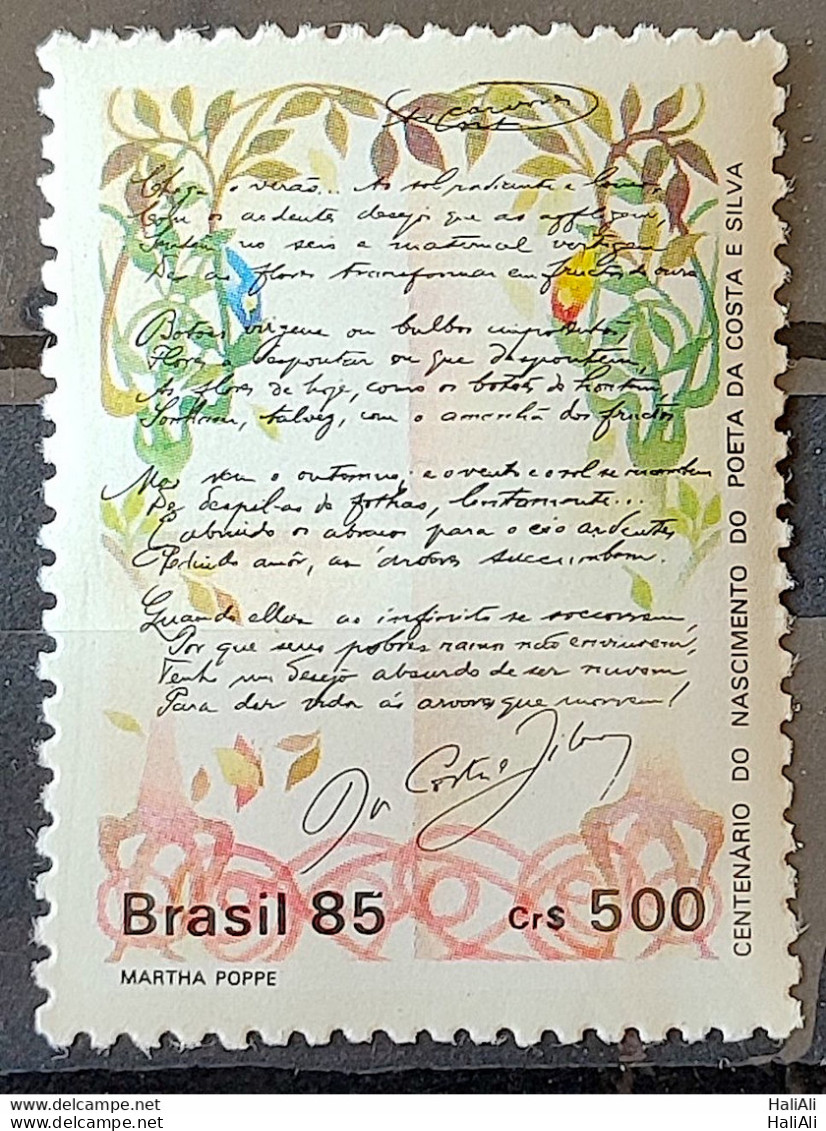 C 1505 Brazil Stamp 100 Years Poet Costa E Silva Literature 1985 - Unused Stamps