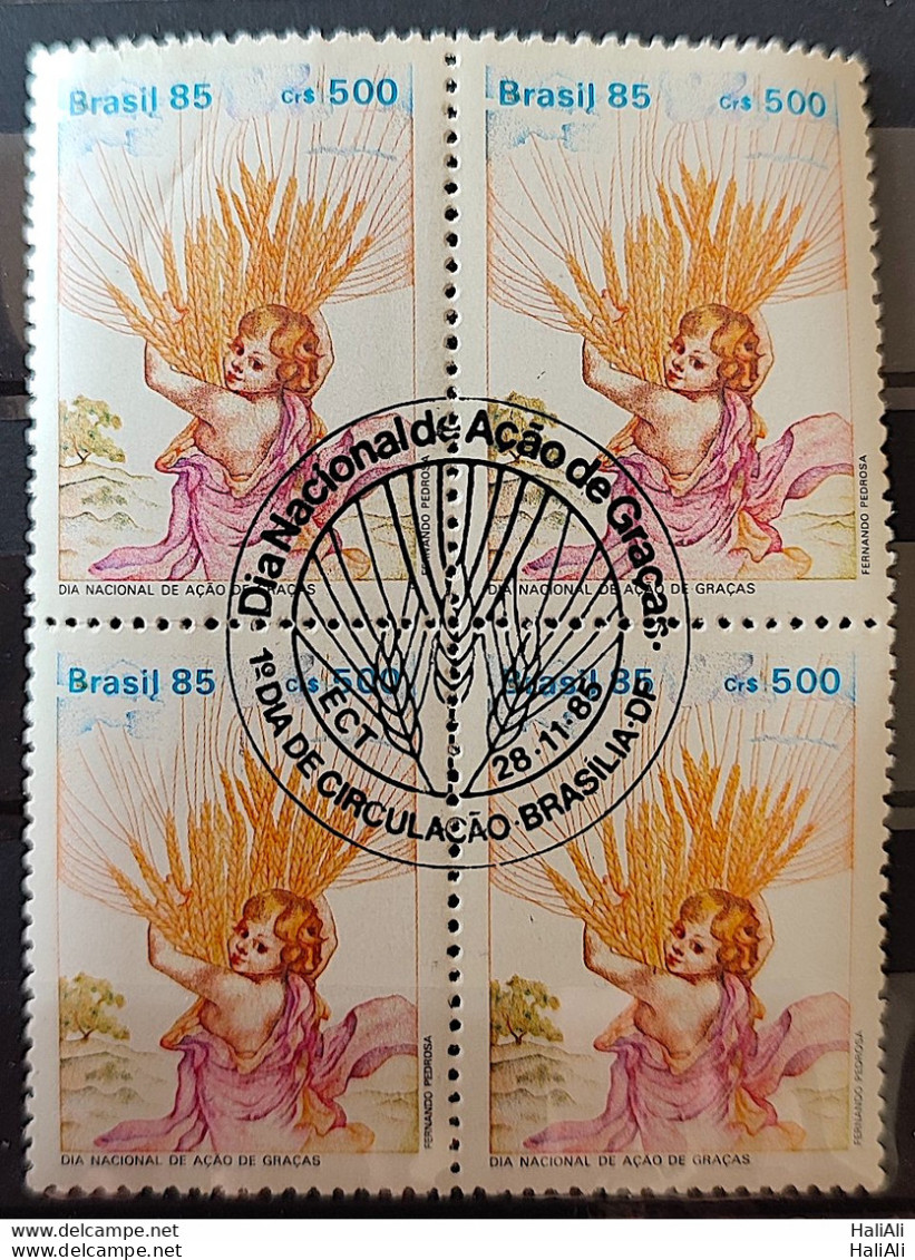 C 1502 Brazil Stamp Day Of Thanksgiving Religion 1985 Block Of 4 CBC Brasilia - Neufs