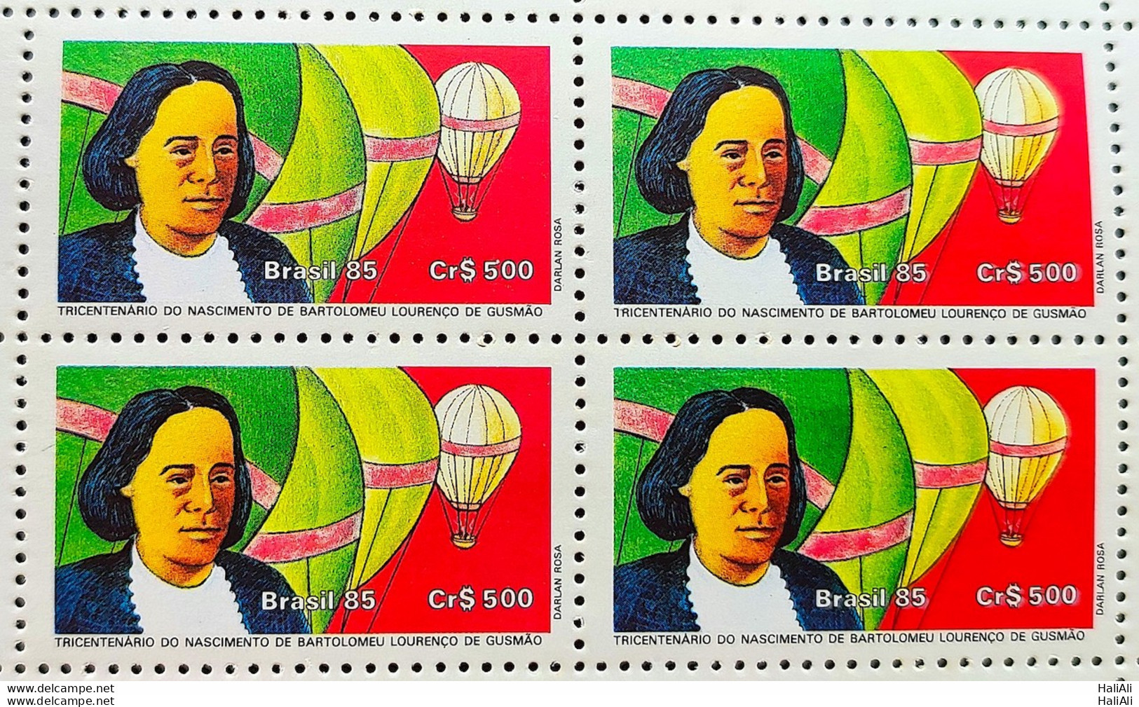 C 1504 Brazil Stamp 300 Years Bartolomeu De Gusmao Balloon Aviation 1985 Block Of 4 - Unused Stamps