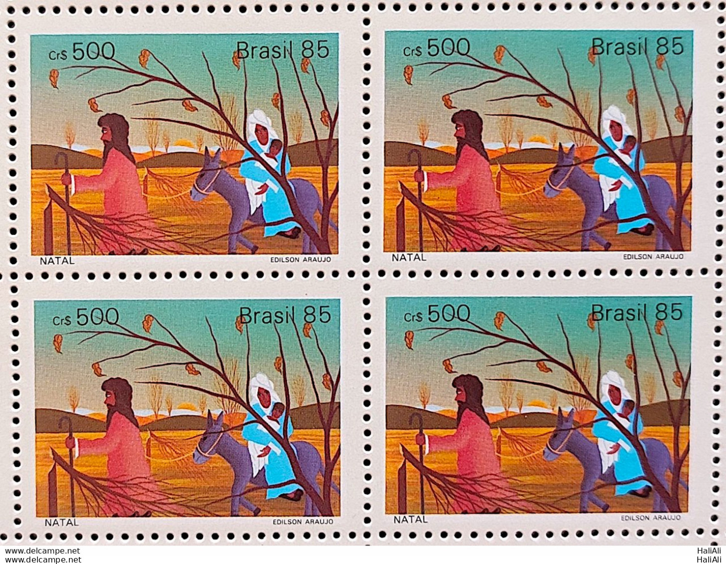 C 1495 Brazil Stamp Christmas Religion Art Painting Trail 1985 Block Of 4 - Ongebruikt