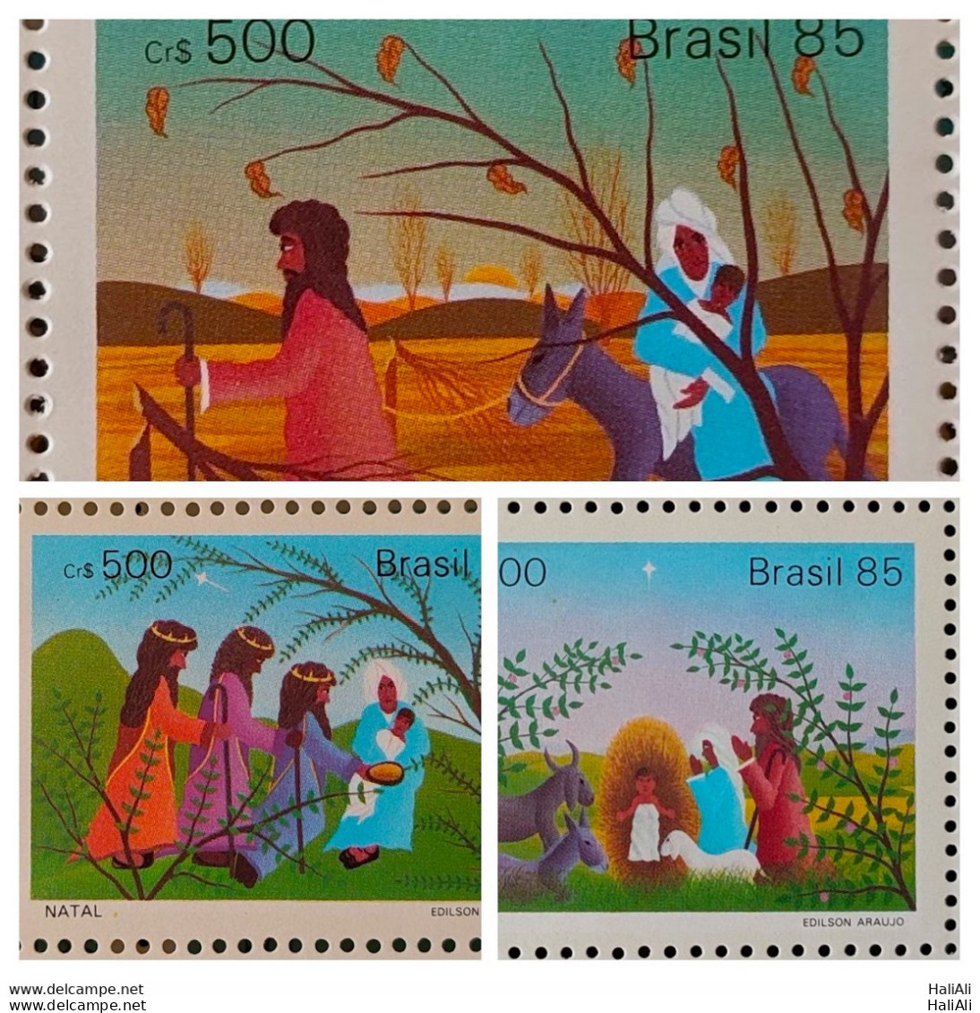 C 1494 Brazil Stamp Christmas Religion Art Painting 1985 Complete Series - Nuovi