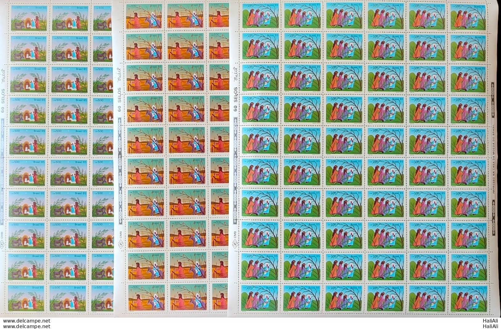 C 1494 Brazil Stamp Christmas Religion Art Painting 1985 Sheet Complete Series - Ongebruikt
