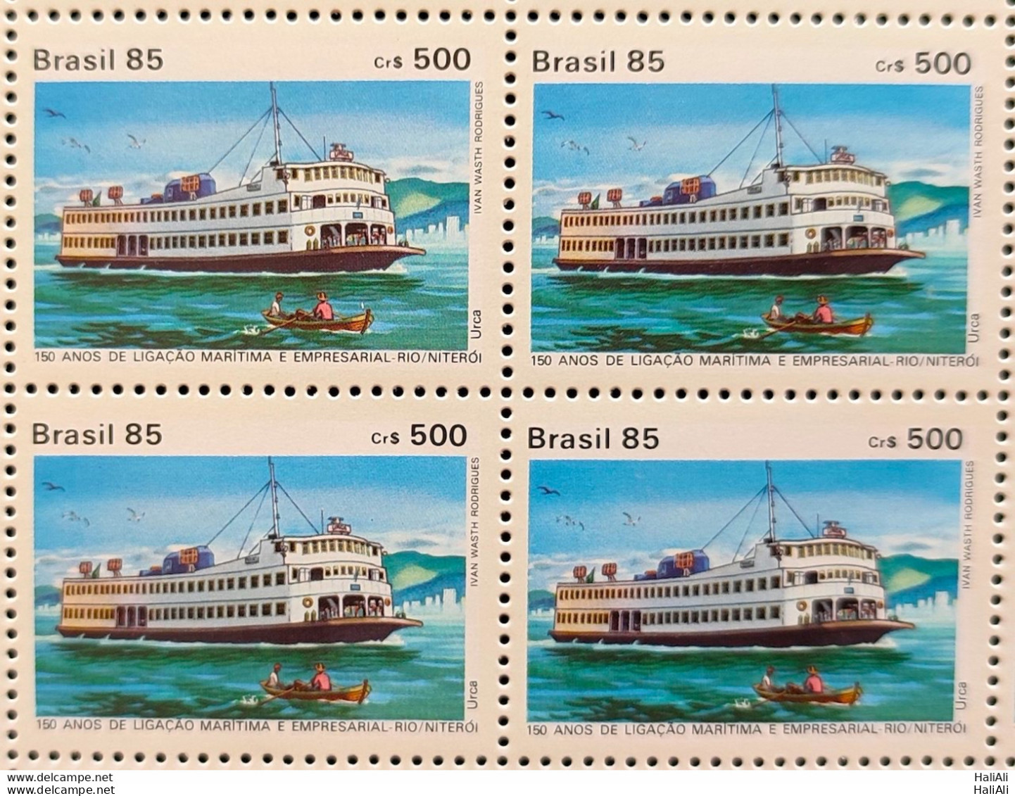 C 1490 Brazil Stamp 150 Years Liga Maritima River Niteroi Ship Urca 1985 Block Of 4 - Ongebruikt