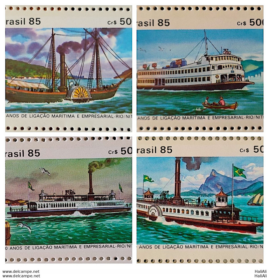 C 1487 Brazil Stamp 150 Years Liga Maritima River Niteroi Ship 1985 Complete Series - Unused Stamps