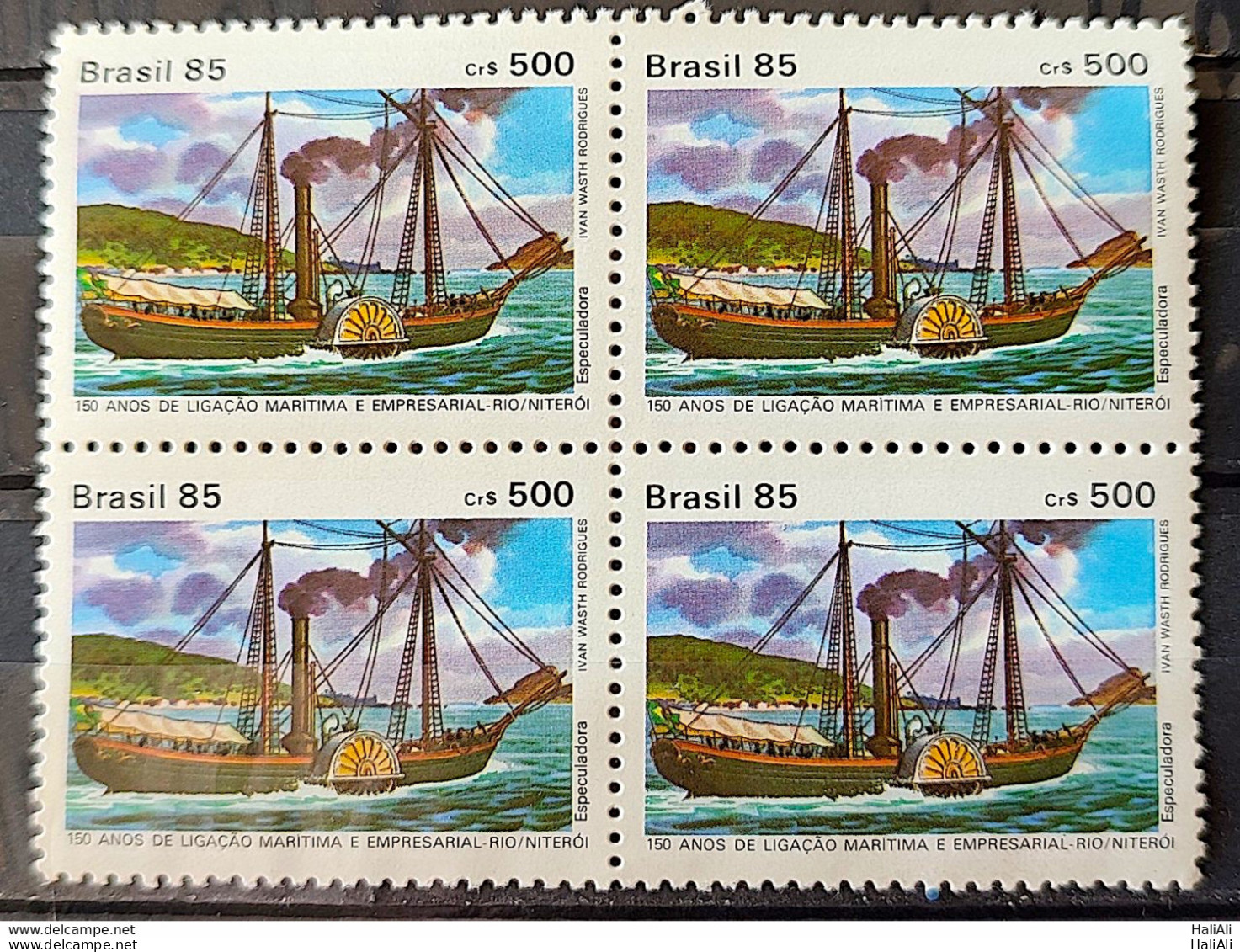 C 1487 Brazil Stamp 150 Years Liga Maritima River Niteroi Speculator Ship 1985 Block Of 4 - Neufs