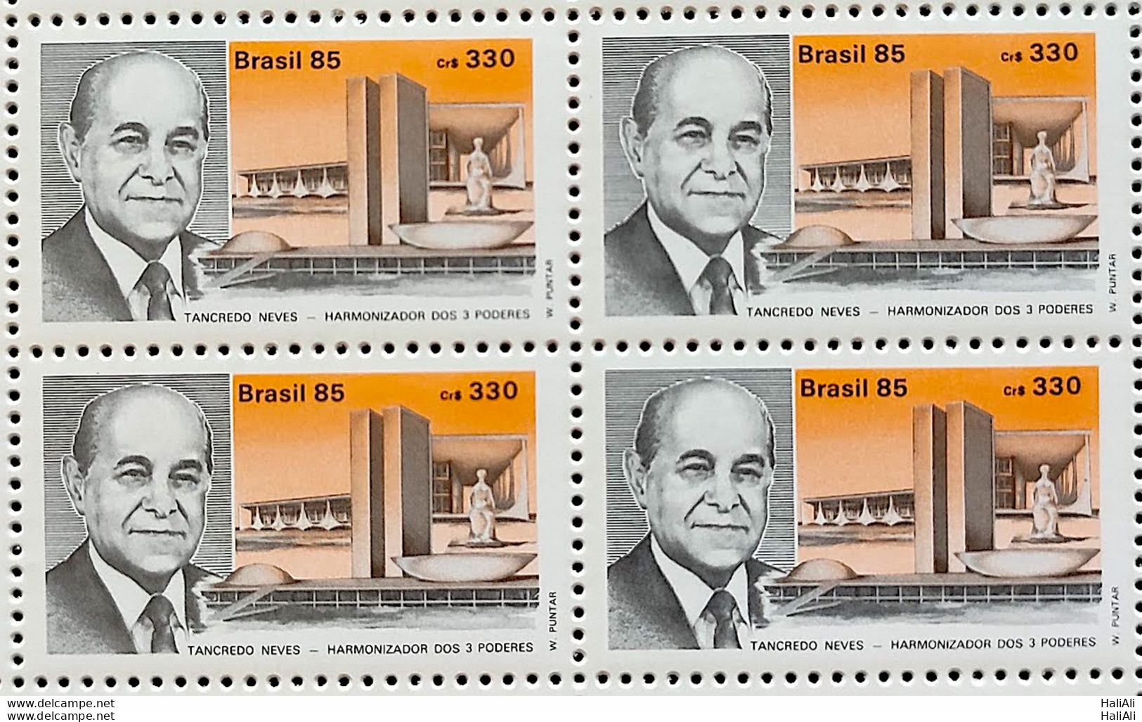 C 1485 Brazil Stamp President Tancredo Neves Head Of State Brasilia 1985 Block Of 4 - Unused Stamps