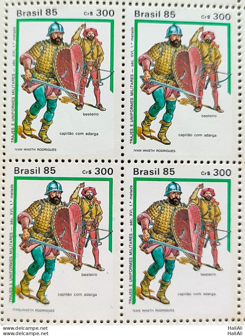 C 1479 Brazil Stamp Military Costumes And Uniforms History XVII 1985 BLOCK OF 4 - Unused Stamps