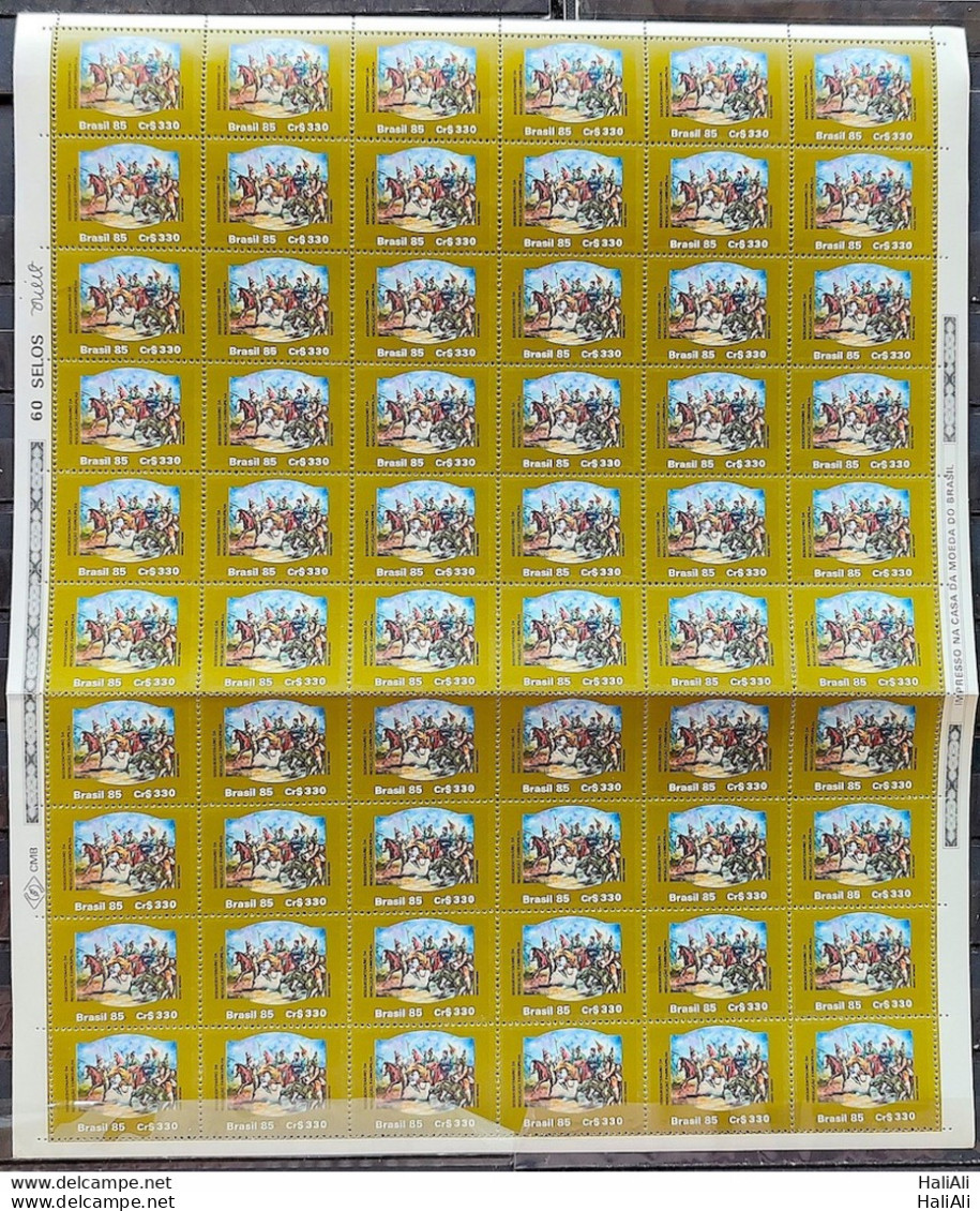 C 1481 Brazil Stamp 150 Years Revolution Farroupilha Militar Horses Flag 1985 Sheet - Neufs