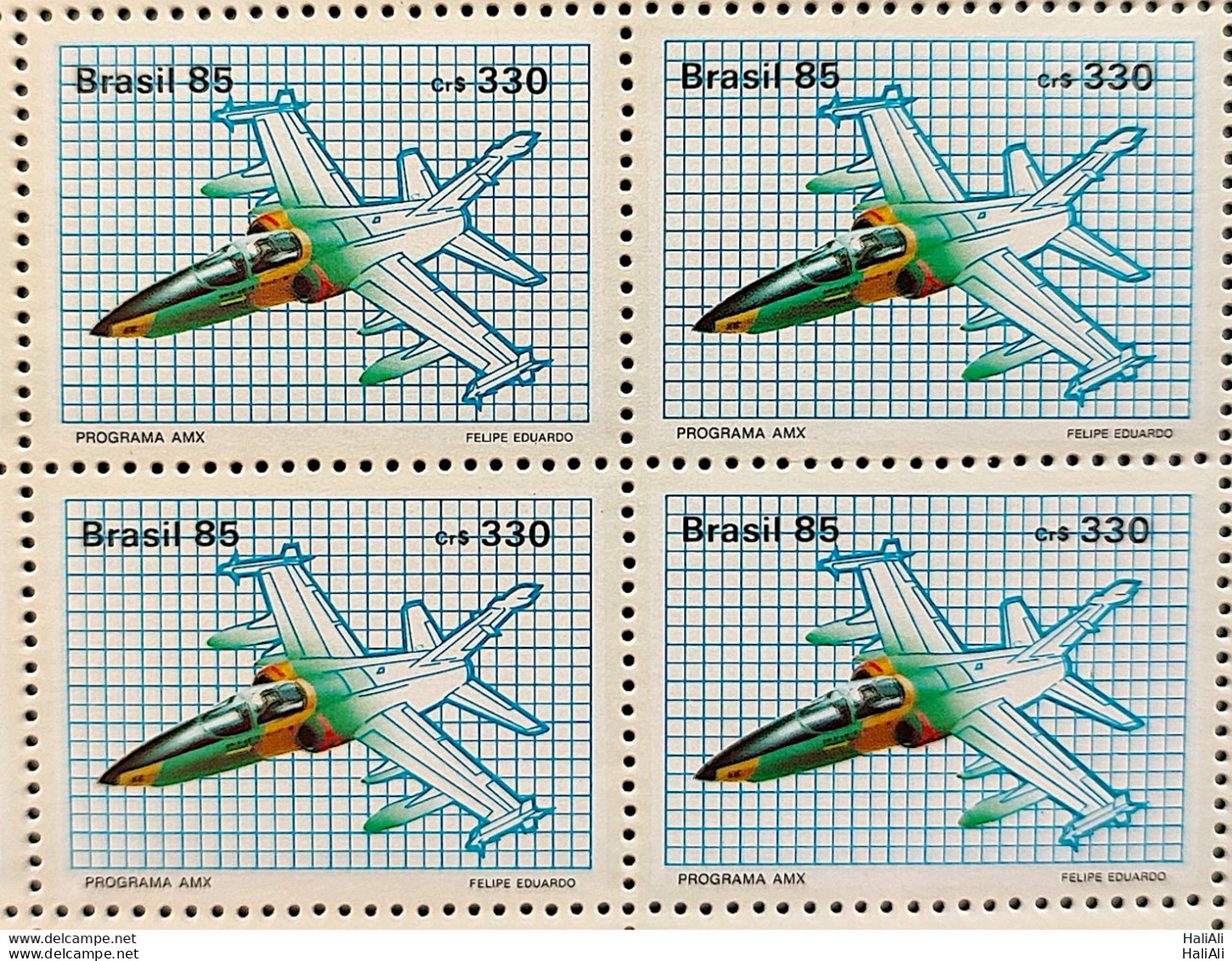 C 1476 Brazil Stamp AMX Military Jet Airplane 1985 Block Of 4 - Nuovi