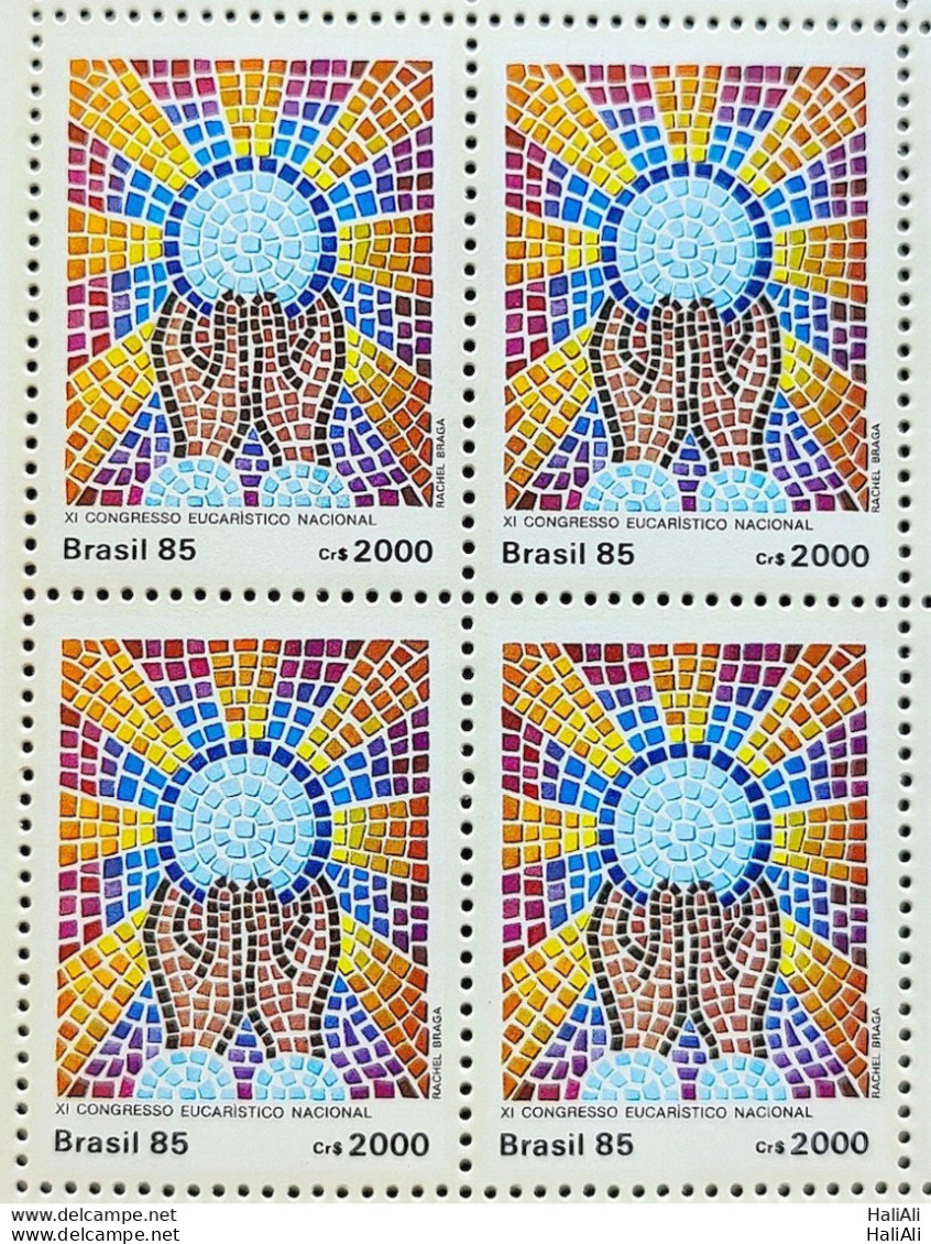 C 1470 Brazil Stamp Eucharistic Congress Aparecida Religion 1985 Block Of 4 - Unused Stamps