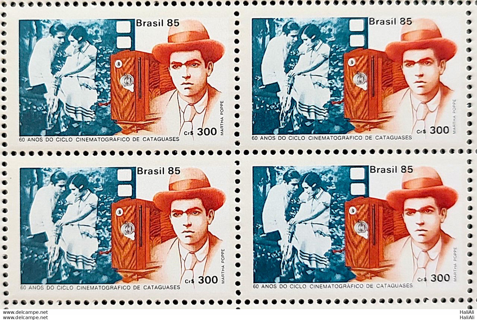 C 1471 Brazil Stamp 60 Years Cinema From Cataguases Movie 1985 Block Of 4 - Ungebraucht