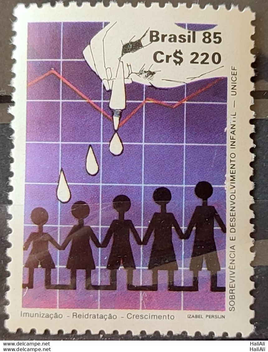 C 1466 Brazil Stamp Child Development UNICEF Health Vaccination 1985 - Unused Stamps
