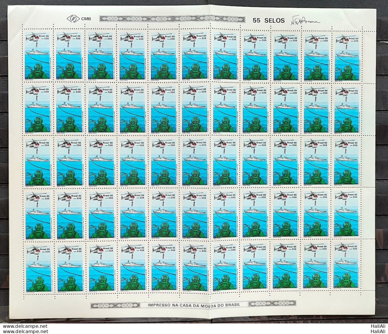 C 1467 Brazil Stamp Maritime Rescue Safety Health Helicopter Ship Scuba Diver 1985 Sheet - Nuevos