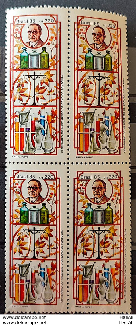 C 1454 Brazil Stamp Centenary Fontoura Pharmacy Health 1985 Block Of 4 2 - Unused Stamps