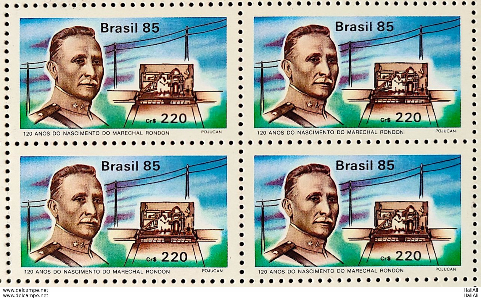 C 1453 Brazil Stamp 120 Years Marshal Rondon Military 1985 Block Of 4 - Unused Stamps