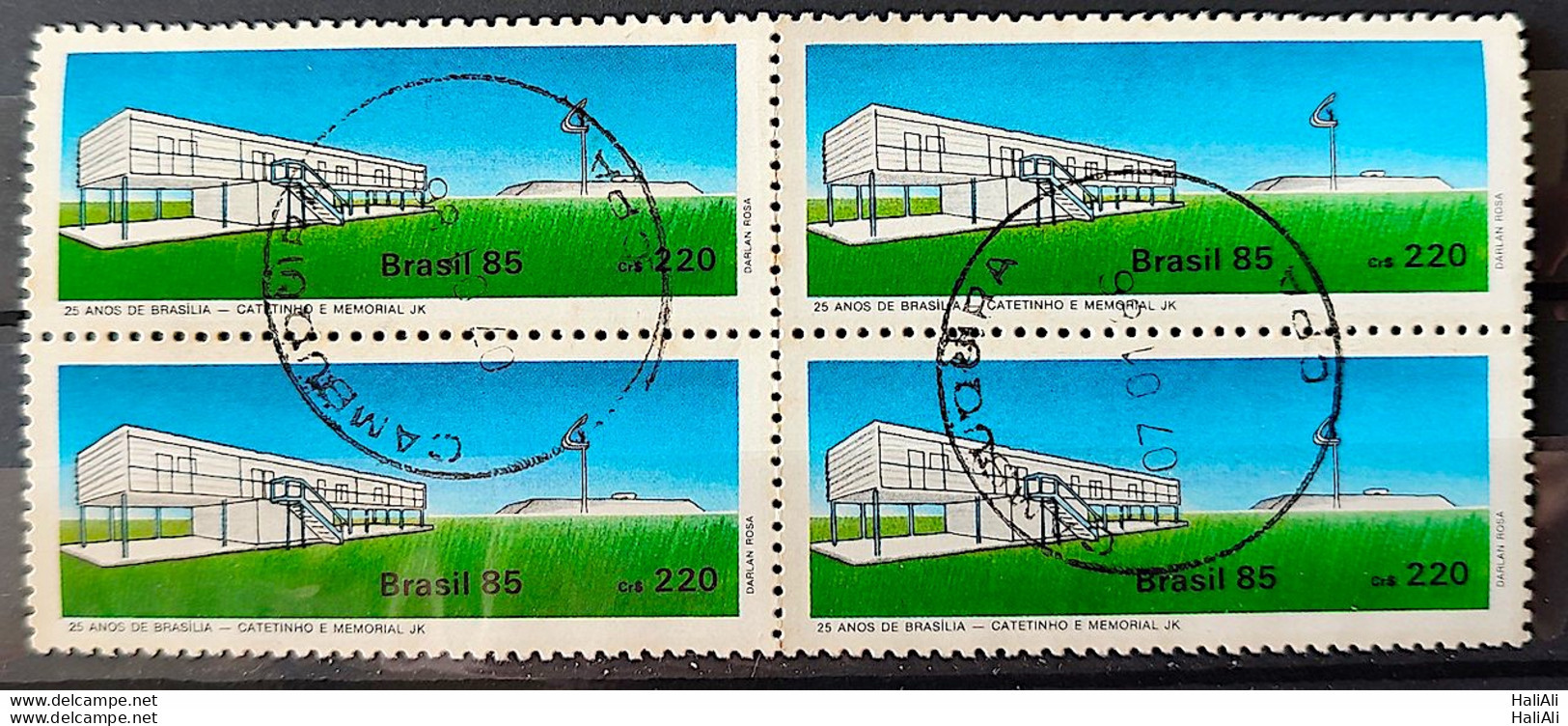 C 1451 Brazil Stamp 25 Years Of Brasilia Cateteinho 1985 Block Of 4 Circulated 1 - Used Stamps