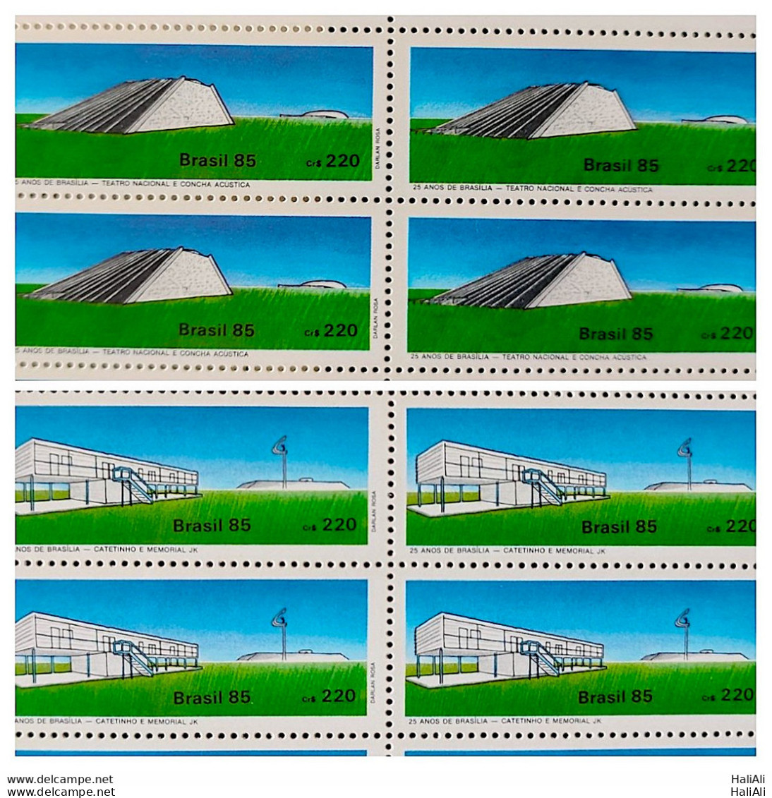 C 1451 Brazil Stamp 25 Years Of Brasilia Catetinho National Theater 1985 Block Of 4 Complete Series - Ongebruikt