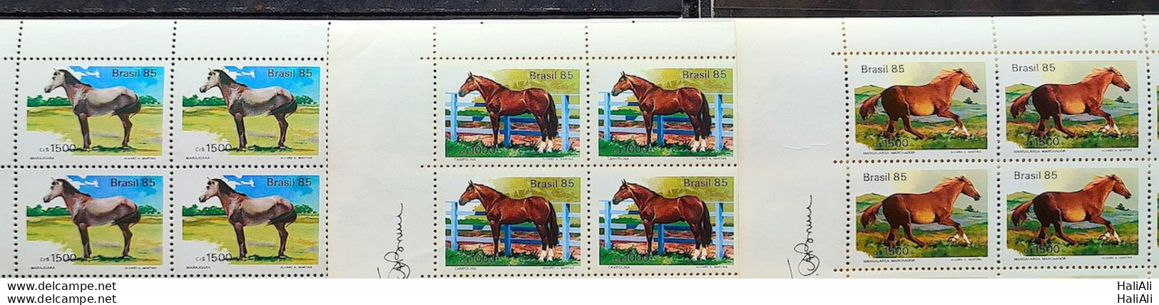 C 1444 Brazil Stamp Brazilian Breed Horses 1985 Block Of 4 Complete Series - Unused Stamps