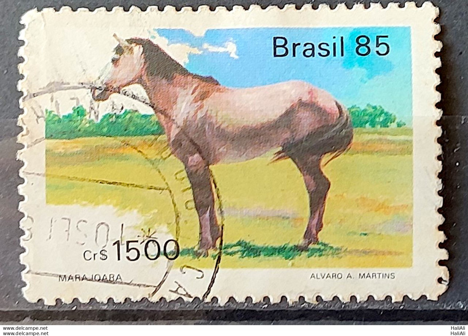 C 1445 Brazil Stamp Brazilian Breed Horses Marajoara 1985 Circulated 1 - Gebruikt