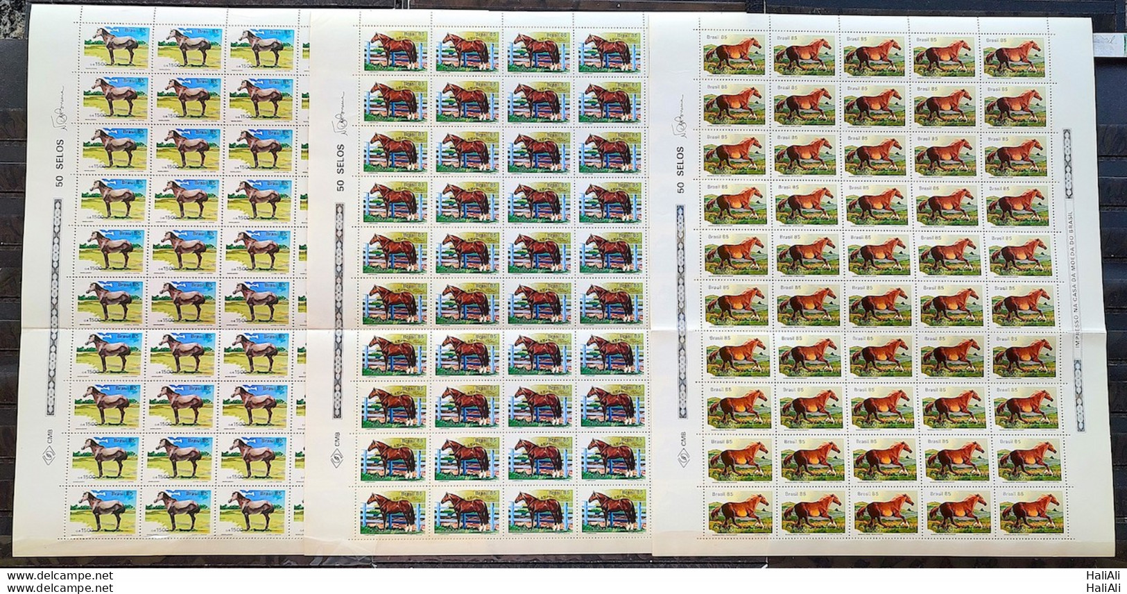 C 1444 Brazil Stamp Brazilian Breed Horses 1985 Sheet Complete Series - Ungebraucht