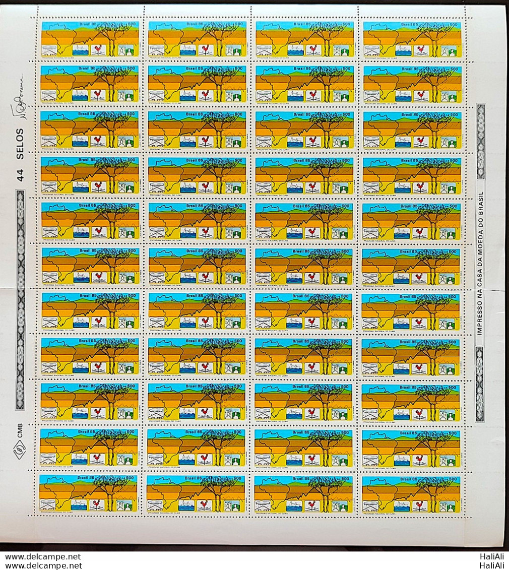 C 1443 Brazil Stamp National Climate Map Program 1985 Sheet - Neufs