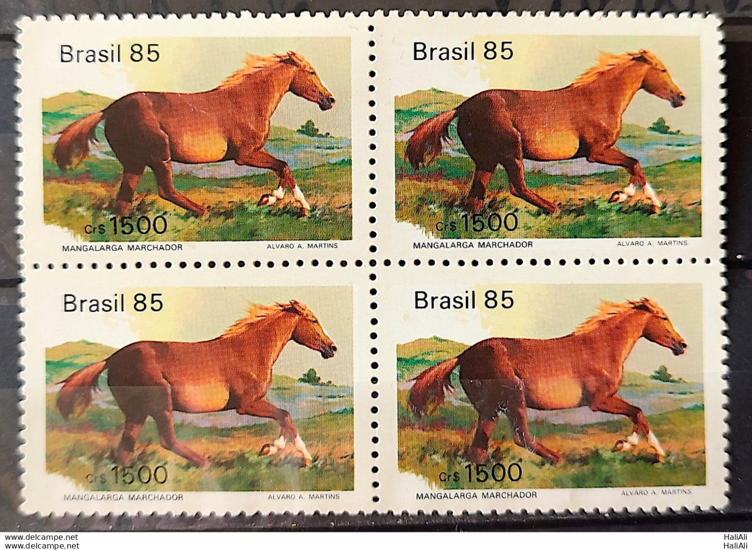 C 1446 Brazil Stamp Brazilian Breed Horses Mangalarga 1985 Block Of 4 - Nuovi