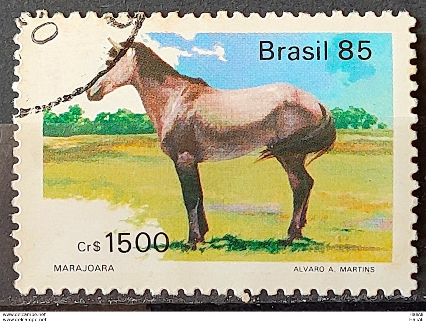 C 1445 Brazil Stamp Brazilian Breed Horses Marajoara 1985 Circulated 3 - Usati