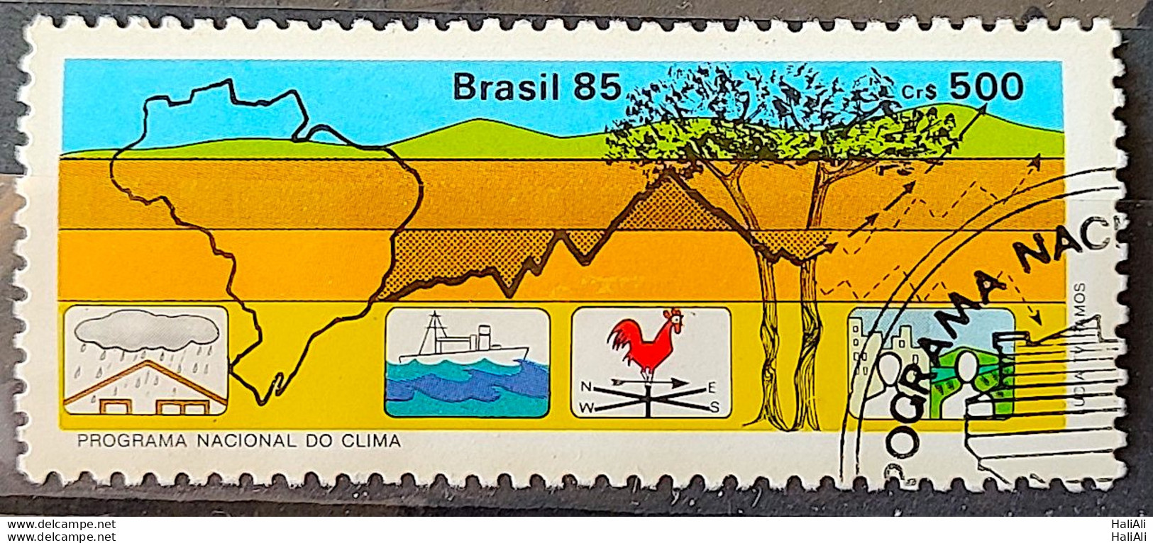 C 1443 Brazil Stamp National Climate Map Program 1985 Circulated 1 - Usati
