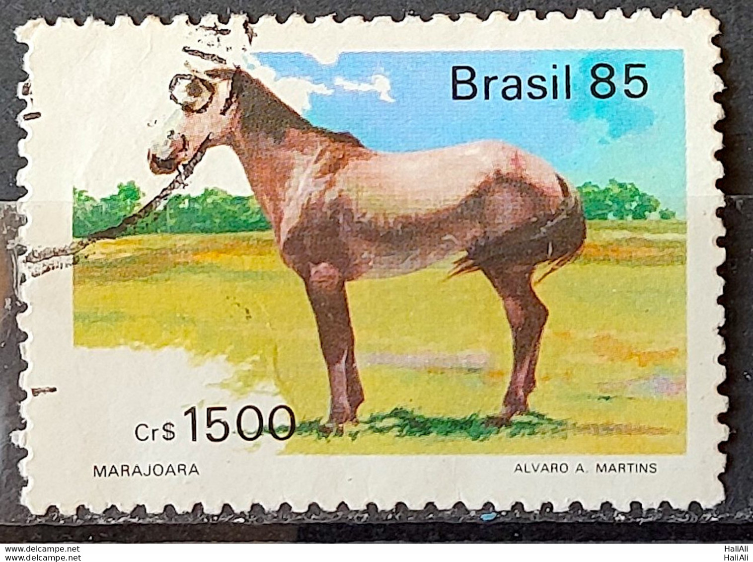C 1445 Brazil Stamp Brazilian Breed Horses Marajoara 1985 Circulated 2 - Oblitérés