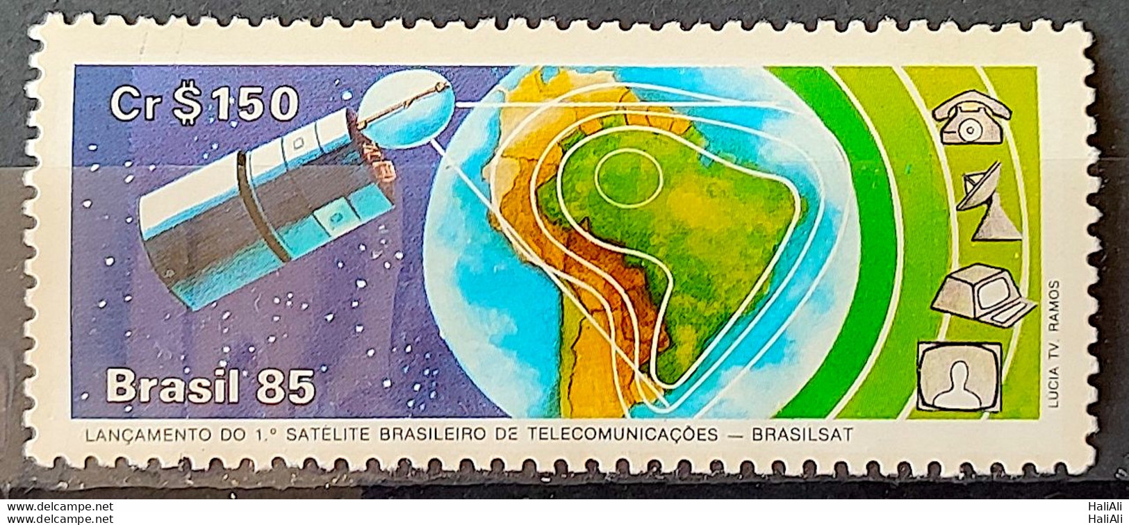 C 1439 Brazil Stamp Brasilsat Map Communication 1985 - Ungebraucht