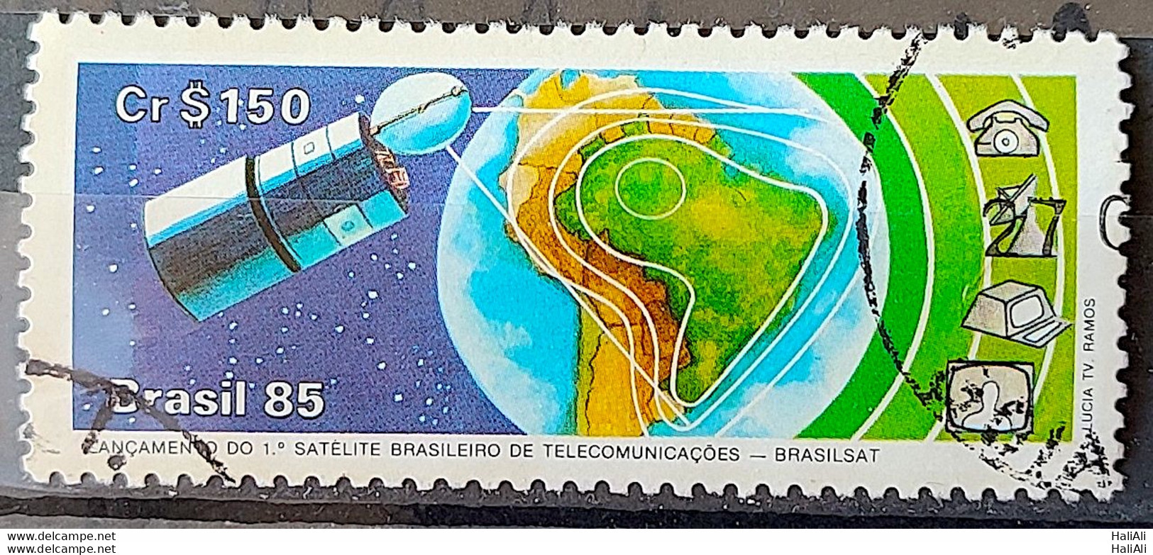 C 1439 Brazil Stamp Brasilsat Map Communication 1985 Circulated 1 - Oblitérés