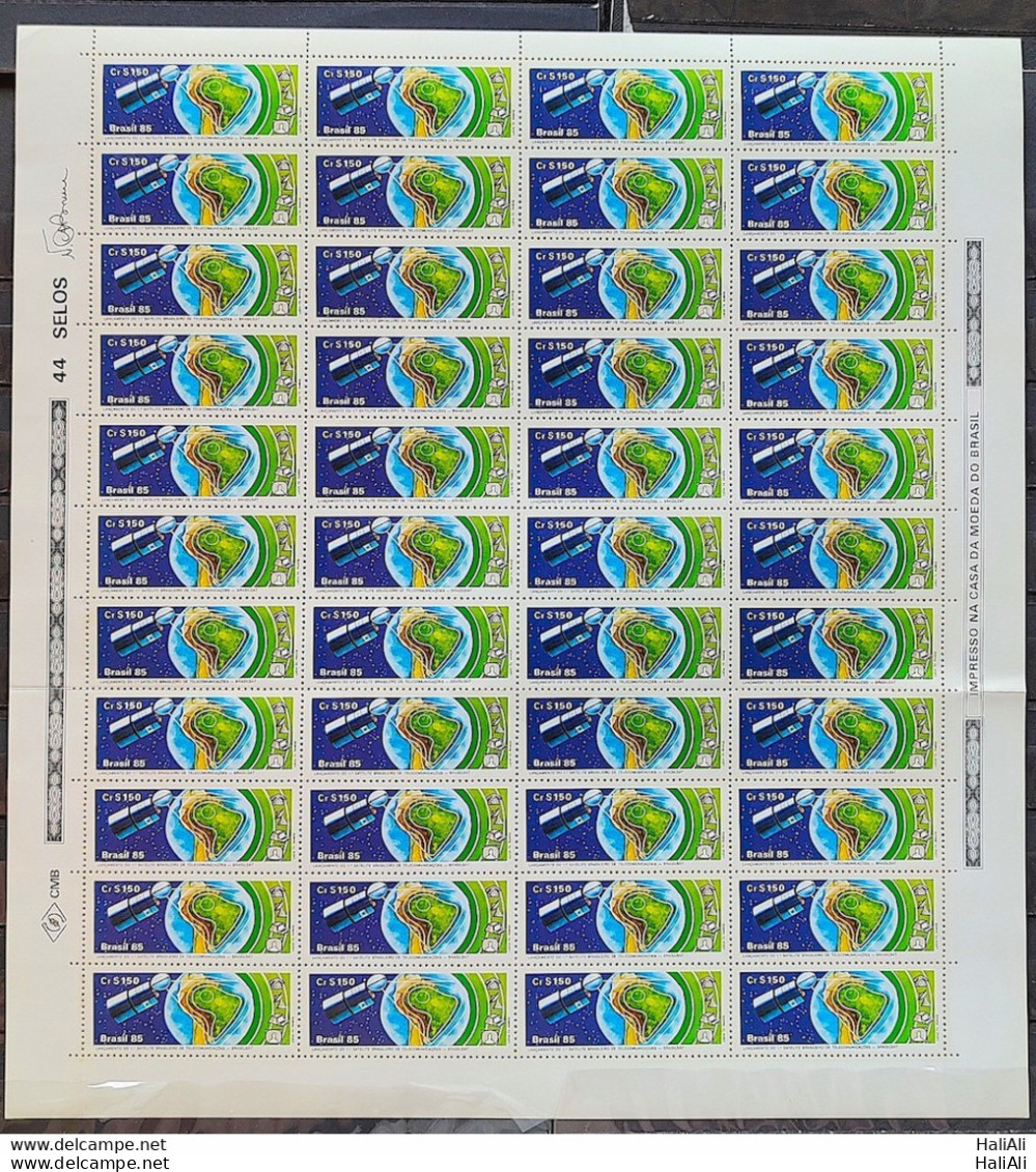 C 1439 Brazil Stamp Brasilsat Mapa Comunicaçao 1985 Sheet - Ungebraucht