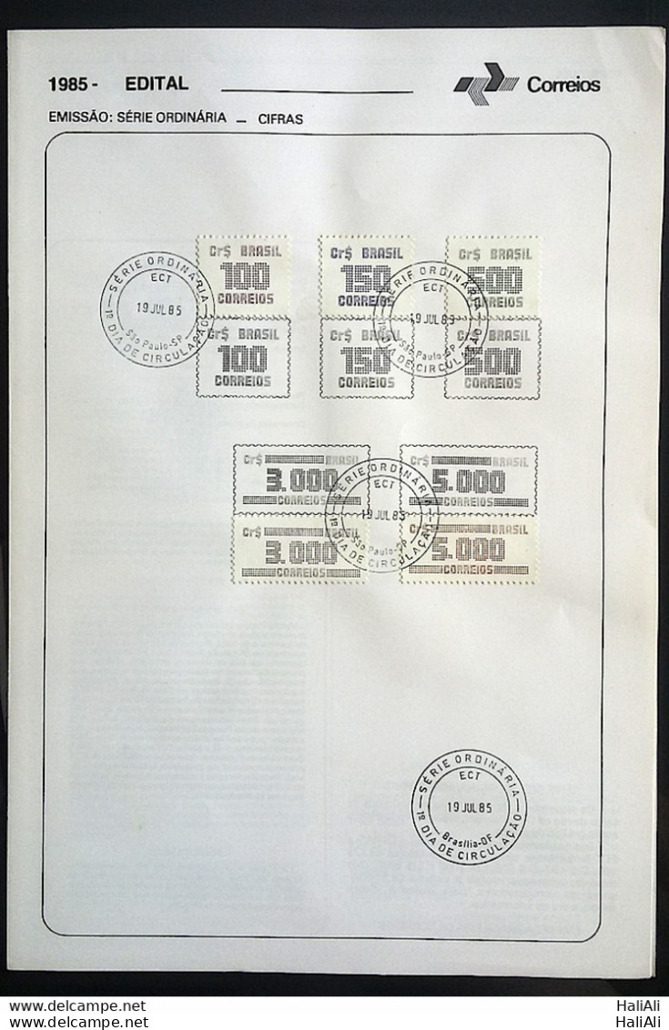 Brochure Brazil Edital 1985 Ciphes With Stamp Overlaid Cpd Sp - Brieven En Documenten
