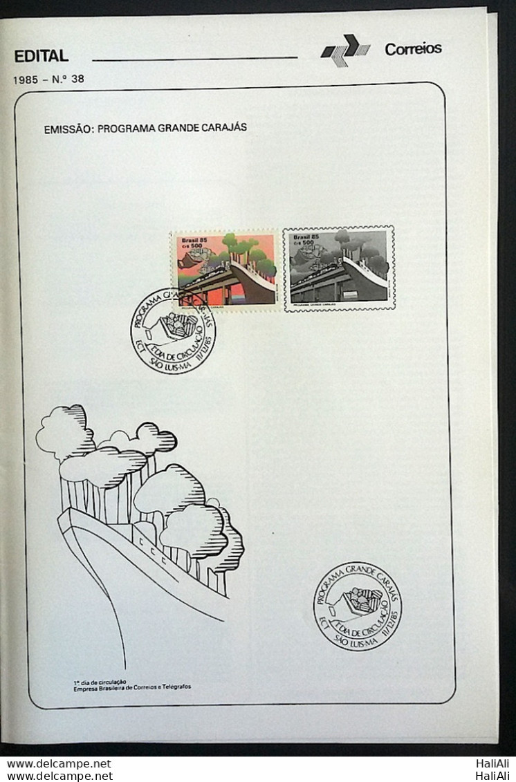 Brochure Brazil Edital 1985 38 Great Carajas Ship With Stamp Cbc Ma Sao Luis.jpg - Briefe U. Dokumente