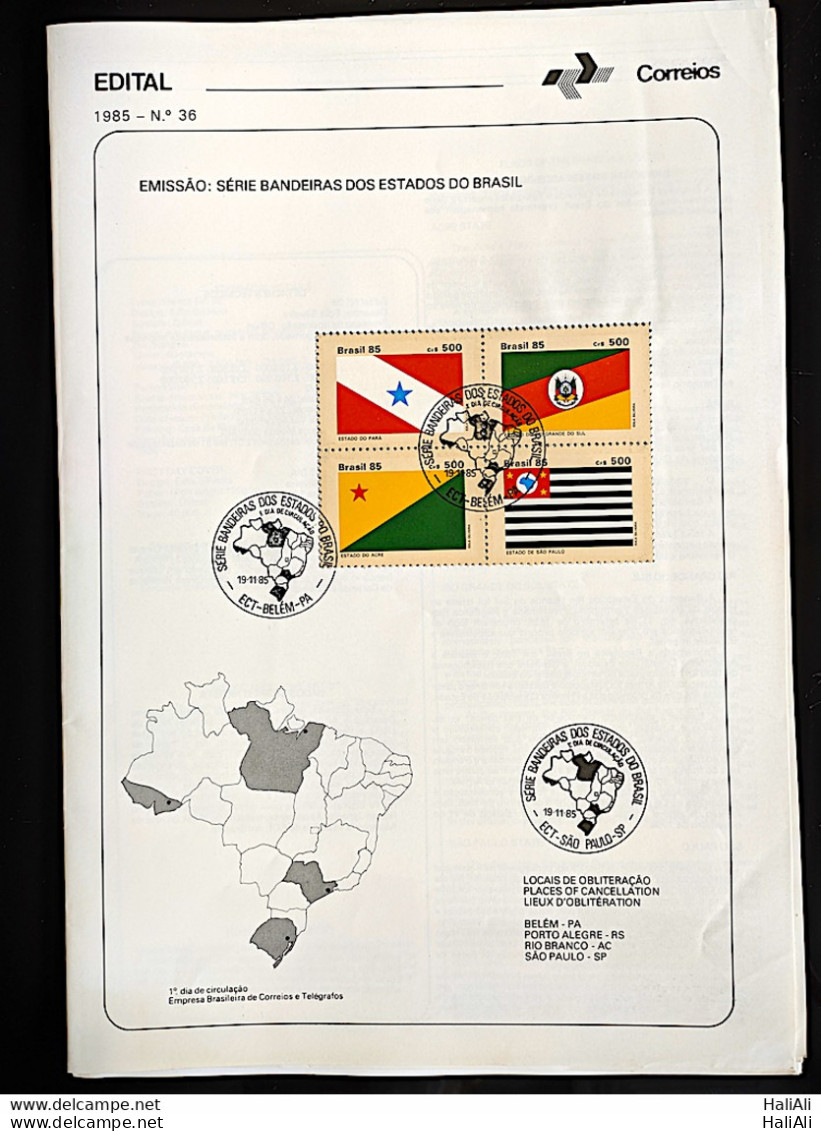 Brochure Brazil Edital 1985 36 Brazil SP RS AC With Stamp CBC PA BELÉM - Lettres & Documents