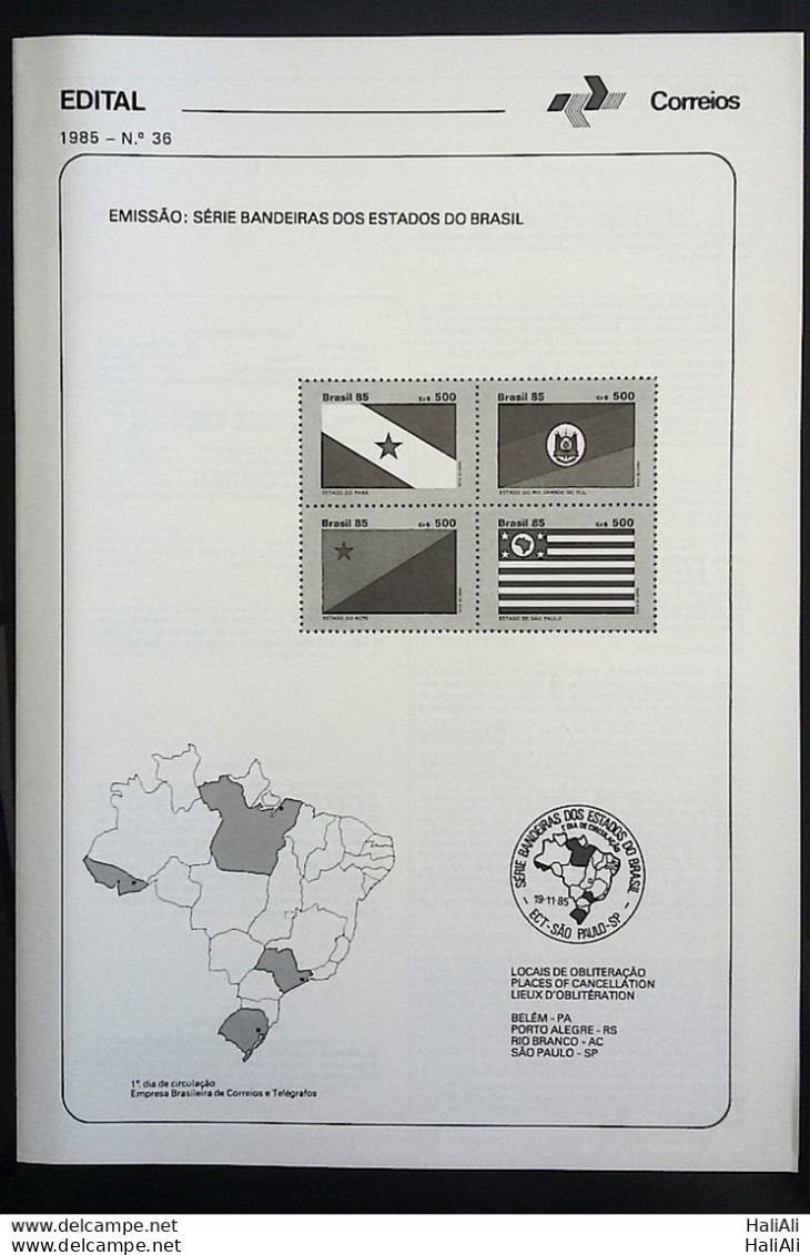 Brochure Brazil Edital 1985 36 Brazil PA RS BRS SP WITH HIT STAMP - Storia Postale