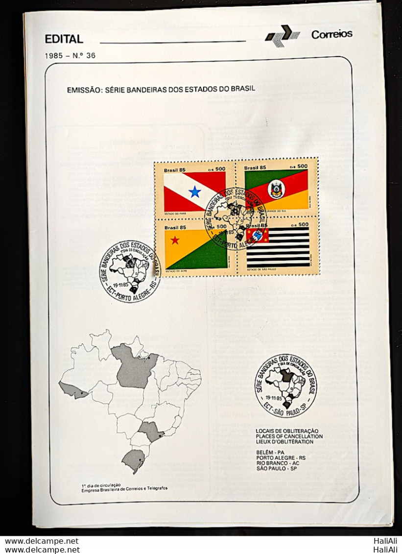 Brochure Brazil Edital 1985 36 Brazil PA SP AC WITH STAMP CBC RS PORTO ALEGRE - Cartas & Documentos