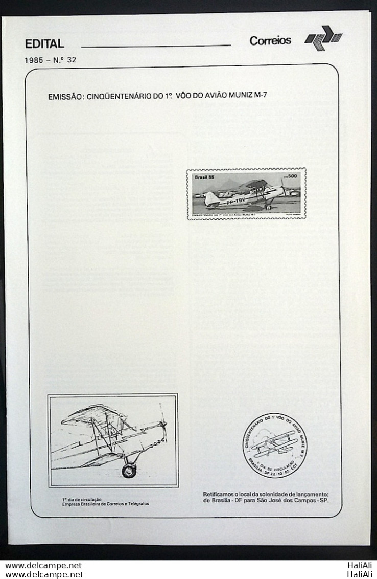 Brochure Brazil Edital 1985 32 Muniz Without Stamp - Lettres & Documents