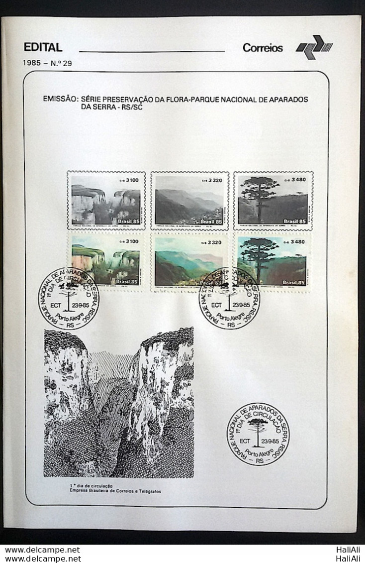 Brochure Brazil Edital 1985 29 Aparados Da Serra With Stamp CBC RS - Lettres & Documents