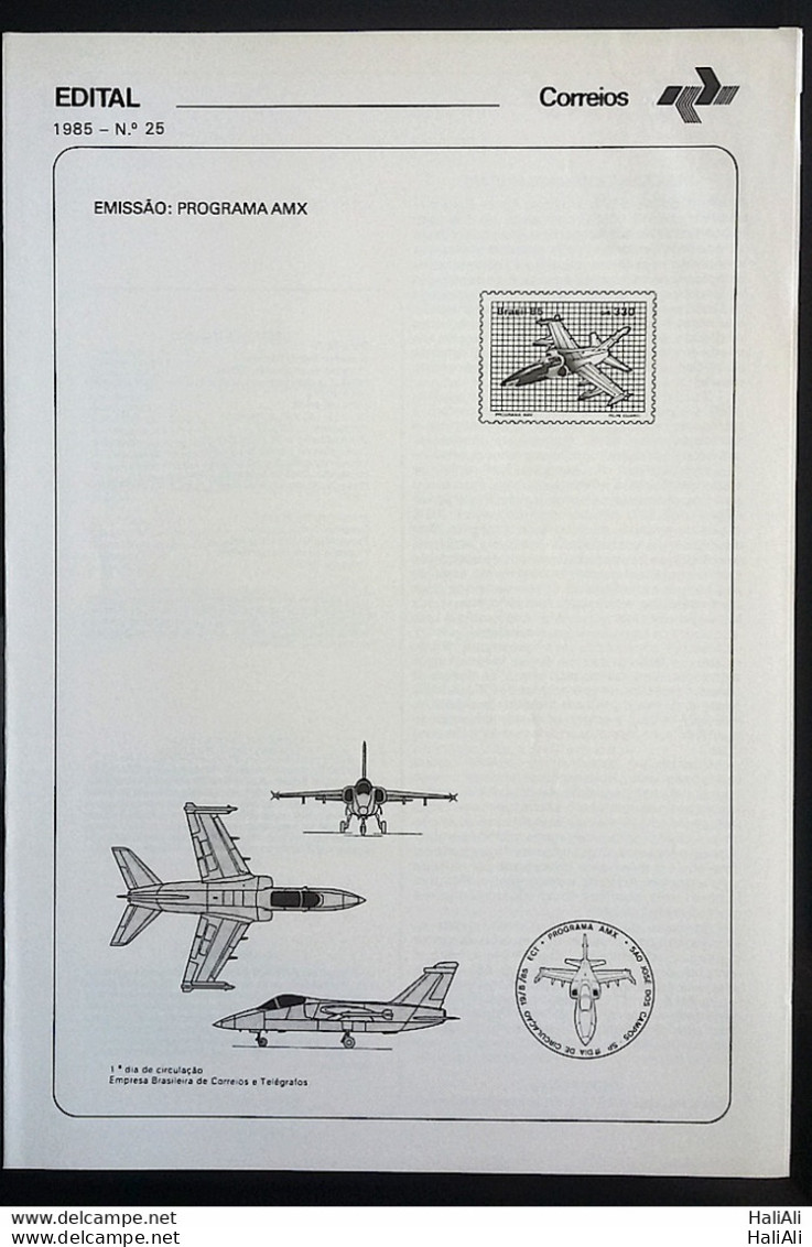 Brochure Brazil Edital 1985 25 AMX Program Military Airplane Without Stamp - Covers & Documents