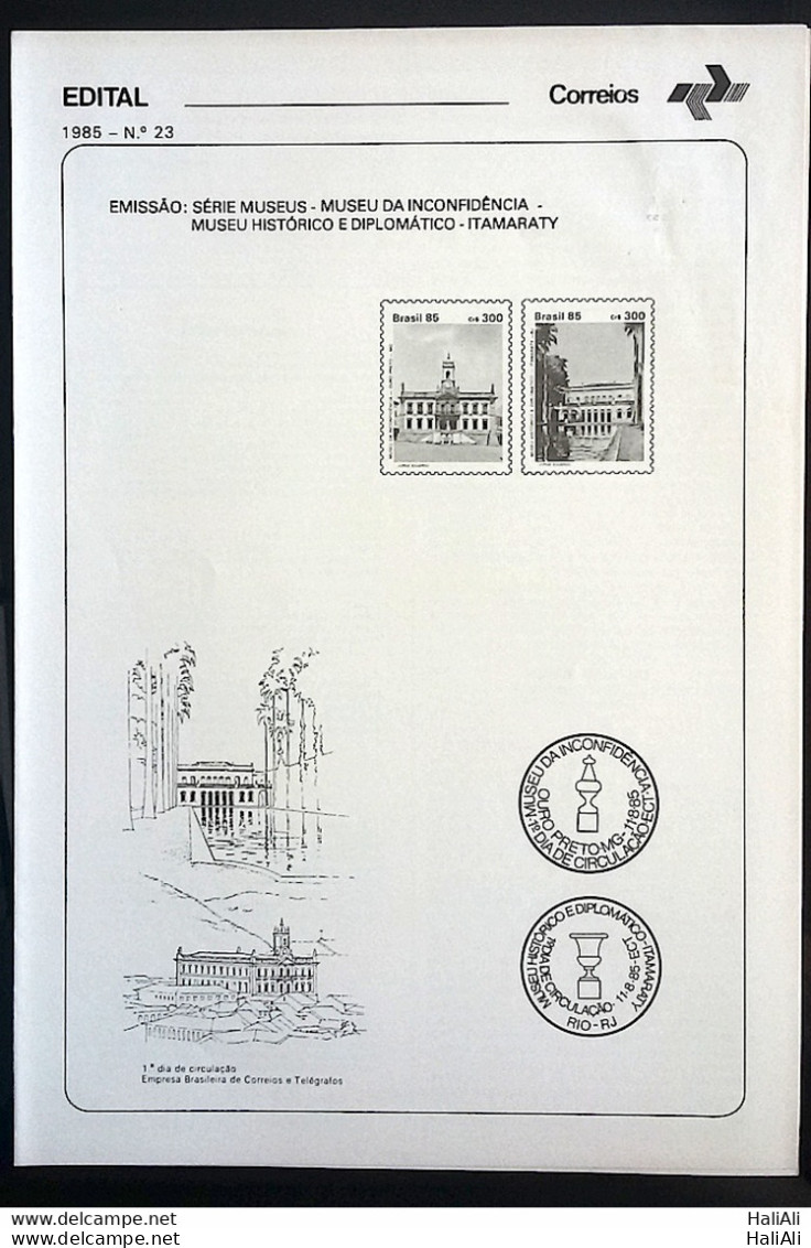 Brochure Brazil Edital 1985 23 Minas Gerais Inconfidence Museum - Cartas & Documentos