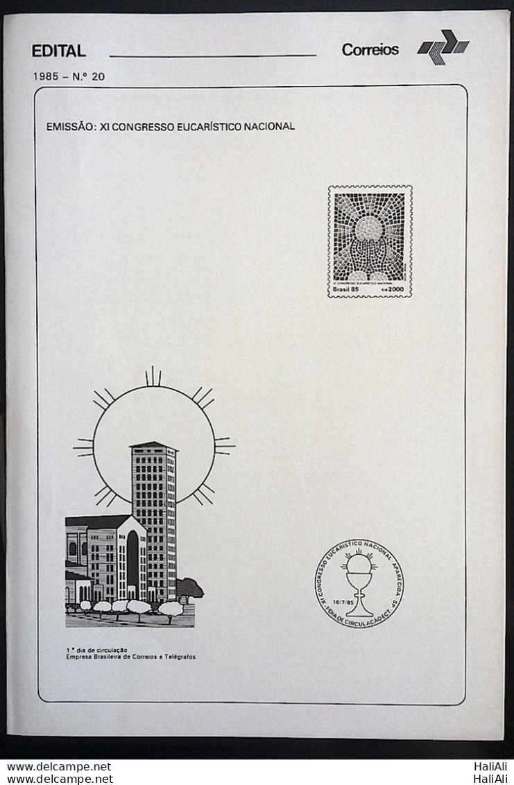 Brochure Brazil Edital 1985 20 Eucharist Congress Religion Without Stamp - Lettres & Documents