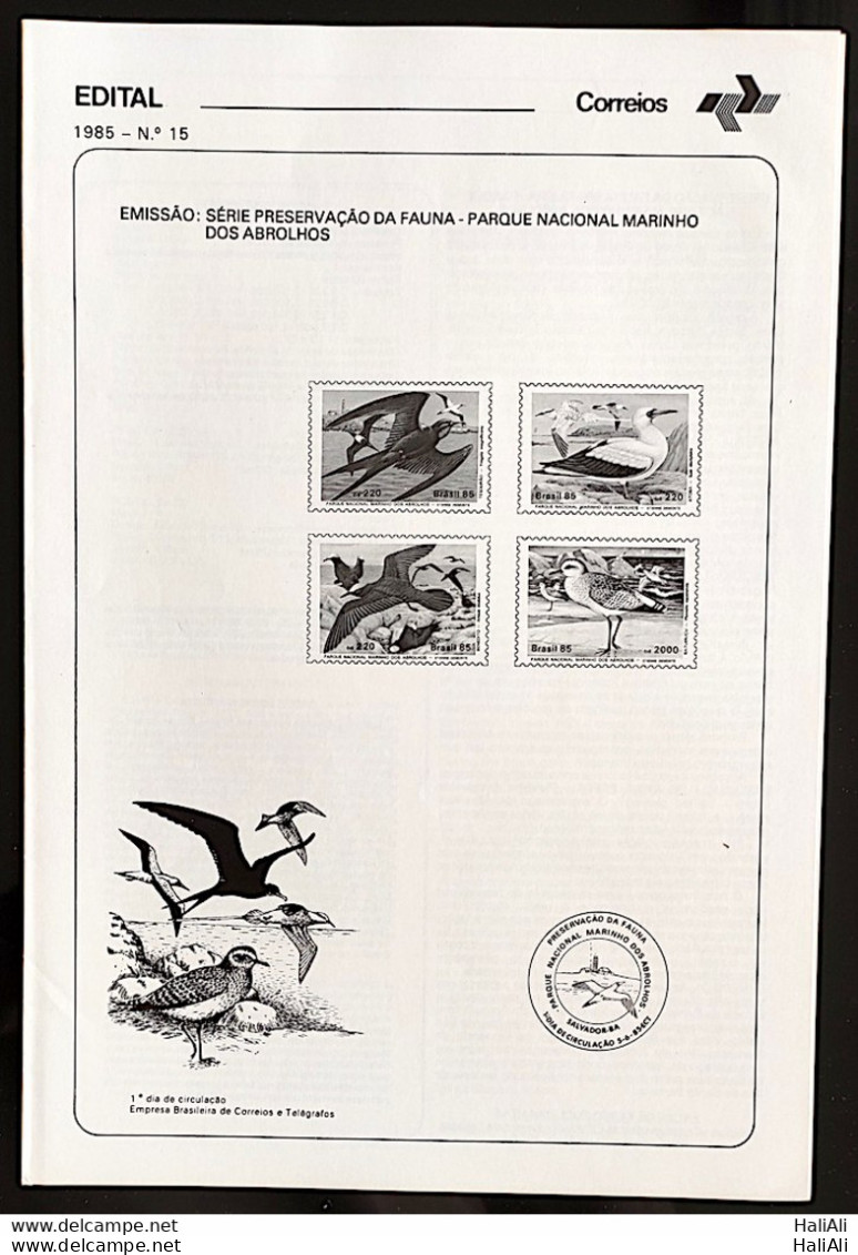 Brochure Brazil Edital 1985 15 Abrolhos Bird Fauna Without Stamp - Lettres & Documents