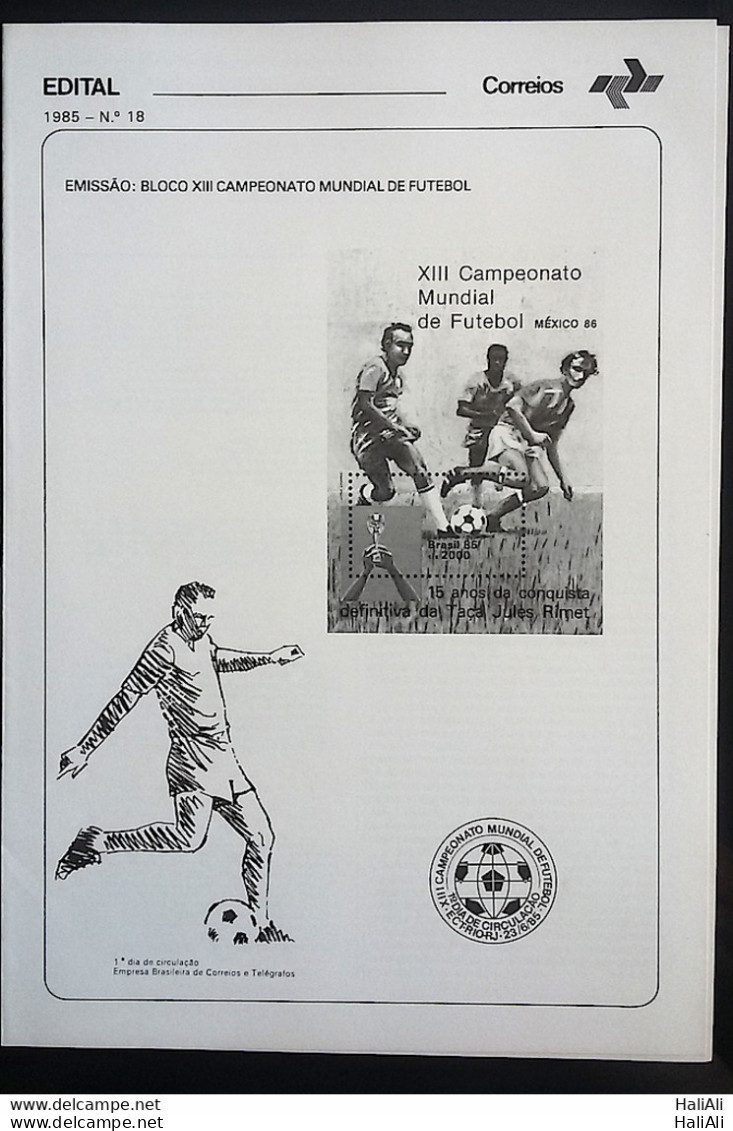 Brochure Brazil Edital 1985 18 World Cup Football Mexico Without Stamp - Brieven En Documenten